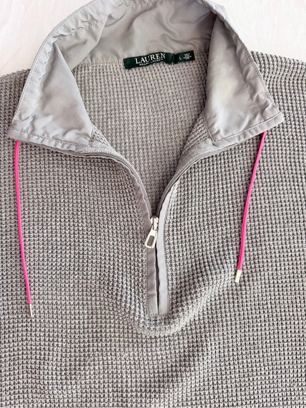 Lauren Ralph Lauren Gray Half-Zip Knit Pullover